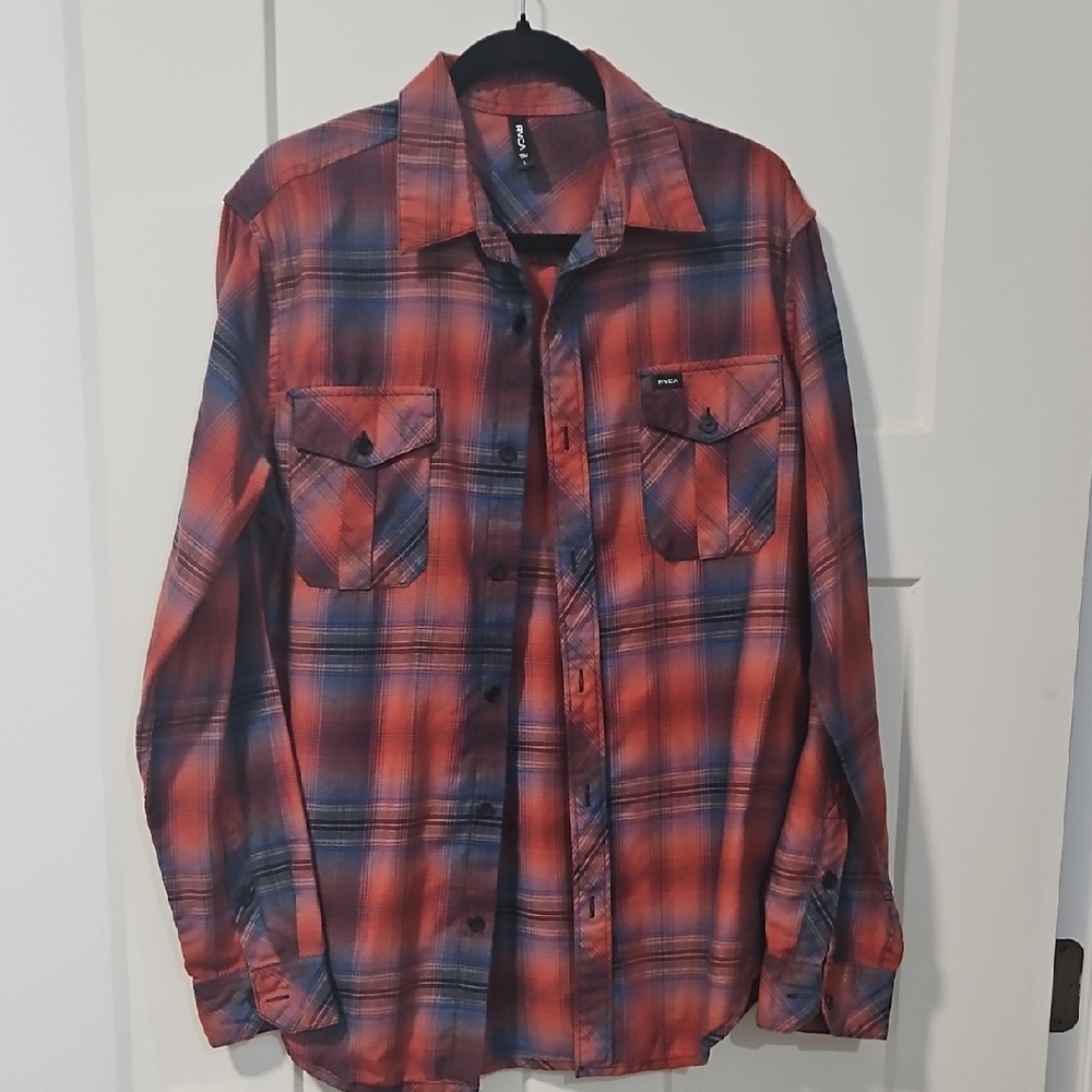 Men's Red and Blue Plaid Shirt